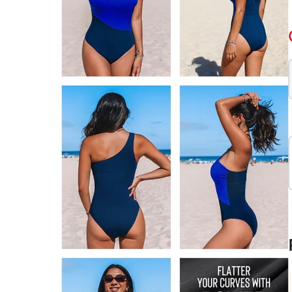 NWOT New Swimsuit Blue One-Shoulder Size 26 - Picture 2 of 9